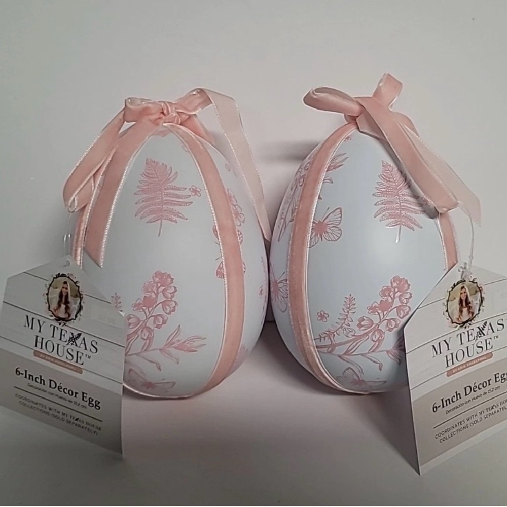 My Texas House Lot Of 2 NEW 6 INCH SPRING EASTER DECOR EGG
